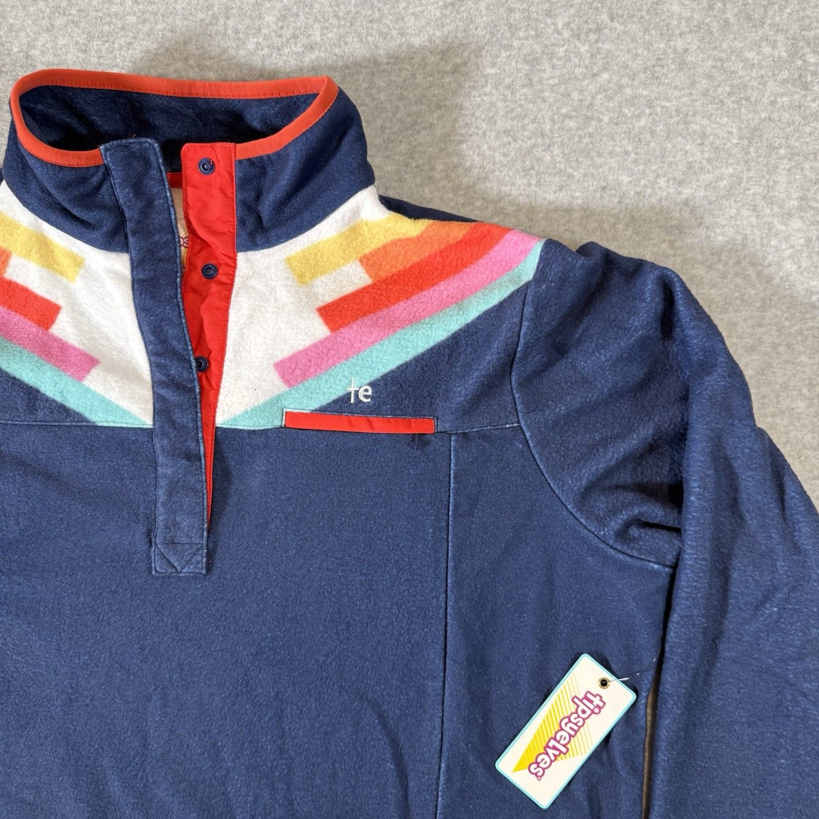 Tipsy Elves Pullover 1/4 Snap Jacket Santa Fe Shredder Fleece Navy Blue Xxl — image 2 of 8